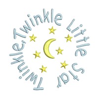 Twinkle twinkle little star lettering, text, writing, circle, with moon & stars, baby pack, needle passion embroidery machine embroidery design, ART PES HUS JEF and DST formats